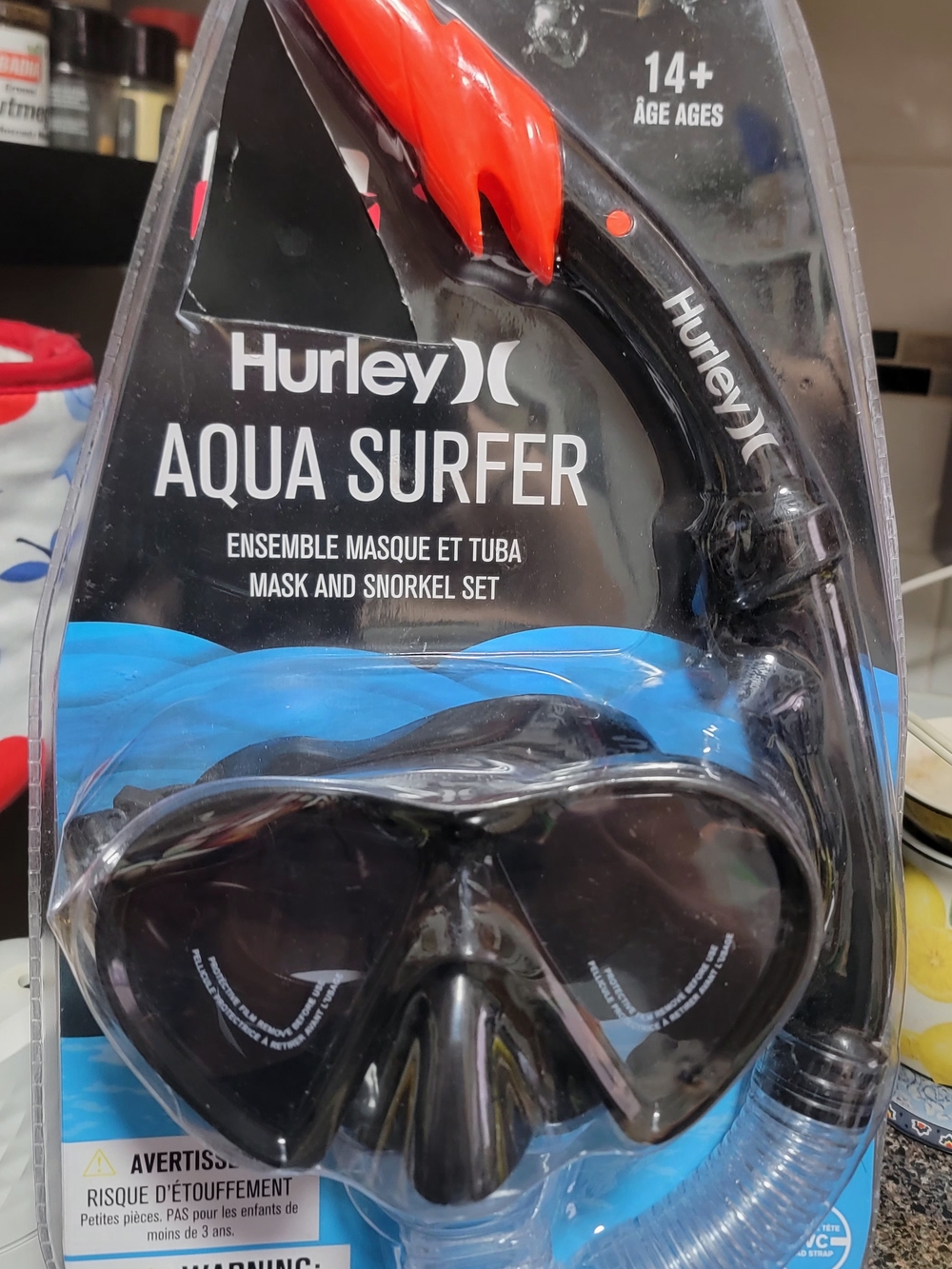 Hurley Black Mask and Black Snorkel with Orange Accent Ages 14+
